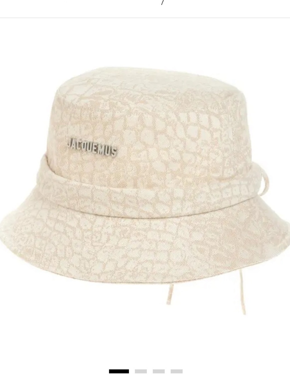 Jacquemus Cream Croc-Effect Drawstring Bucket Hat